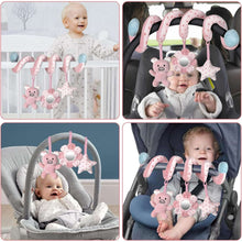 Car Seat Toys for Baby 0-6 Months, Pink Piggy Spiral Plush Toy for Crib Carseat with Mirror Rattles Baby Essentials