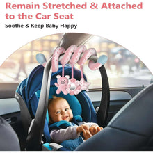 Car Seat Toys for Baby 0-6 Months, Pink Piggy Spiral Plush Toy for Crib Carseat with Mirror Rattles Baby Essentials