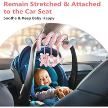 Car Seat Toys for Baby 0-6 Months, Pink Piggy Spiral Plush Toy for Crib Carseat with Mirror Rattles Baby Essentials