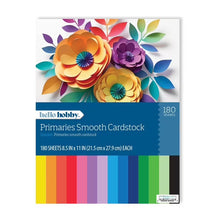 Hello Hobby Smooth Dyed to the Core Primaries Cardstock Pack - 8.5 x 11 Inches - 180 Sheets