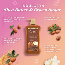 Caress Exfoliating Body Wash for Women, Shea Butter & Brown Sugar Shower Gel for All Skin 30 fl oz