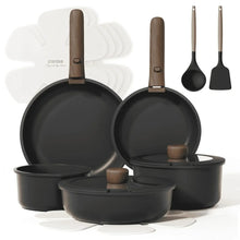 Carote 15 Pcs Nonstick Cookware Sets, Granite Non Stick Pots and Pans with Removable Handles, Oven Safe, Induction Compatible, Black