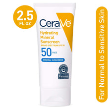CeraVe Mineral Sunscreen Hydrating SPF 50 Face Lotion for Sensitive Skin, Kids & Adults 2.5 fl oz