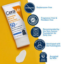 CeraVe Mineral Sunscreen Hydrating SPF 50 Face Lotion for Sensitive Skin, Kids & Adults 2.5 fl oz