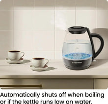 Chefman 1L Electric Glass Kettle w/ LED Indicator Light, Automatic Shutoff - Black