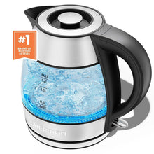 Chefman Rapid Boil 1.2L Electric Tea Kettle with Removable Lid - Stainless Steel