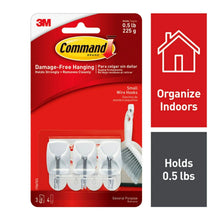 Command Small Wire Toggle Hooks, White, Damage Free Organizing, 3 Hooks and 4 Strips