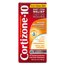 Cortizone-10 Maximum Strength Water Resistant Itch Relief Ointment, 1% Hydrocortisone, Fast-Acting, Anti-Itch Cream for Bug Bites, Rash, Eczema, Psoriasis, Poison Ivy, Oak, Sumac & More, 2 oz