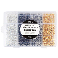 Cousin DIY 3600-Piece Metallic Spacer Bead Assortment with Case – 4mm, 6mm & 8mm Silver and Gold Beads for Jewelry Making