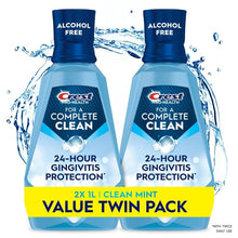 Crest Mouthwash Pro Health Complete Clean, Alcohol Free, Clean Mint, 1 L, 2 Pack
