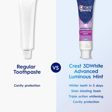 Crest Toothpaste, 3DWhite Advanced, Luminous Mint, 3.7 oz, Pack of 4