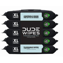 DUDE Wipes Fragrance Free Plus Odor Control, XL Wet Wipes, 48 Count, 5 Pack