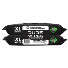 DUDE Wipes Odor Destroyer Flushable Wipes, XL Wet Wipes, Deodorizing with Clean Scent, 48 Count, 2 Pack
