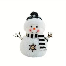 Decorative Plush Ornament with Checkered Hat & Scarf, Multi-Pose Holiday Decor