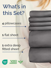 Deep Pocket Fitted Bed Sheet Set with Pillowcases, Soft Breathable Fabric, 160 * 200cm (Gray)