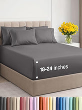 Deep Pocket Fitted Bed Sheet Set with Pillowcases, Soft Breathable Fabric, 160 * 200cm (Gray)
