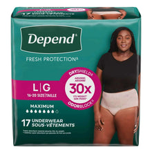 Depend Fresh Protection Incontinence Underwear for Women, Adult Diapers, L, 17 Count