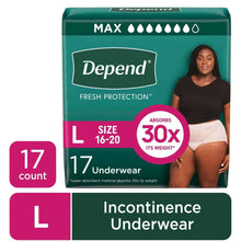 Depend Fresh Protection Incontinence Underwear for Women, Adult Diapers, L, 17 Count