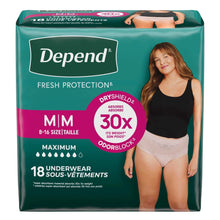 Depend Fresh Protection Incontinence Underwear for Women, Adult Diapers, M, 18 Count