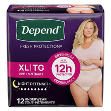 Depend Night Defense Incontinence Underwear for Women, Adult Diapers, XL, 12 Count