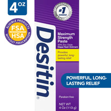 Desitin Maximum Strength Diaper Rash Paste, 40% Zinc Oxide Skin Protectant, 4 oz Tube, Hypoallergenic Baby Barrier Cream