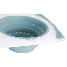 Dexas 2-Pack Over the Sink Strainer and Chop & Scoop Cutting Board, Choose Color