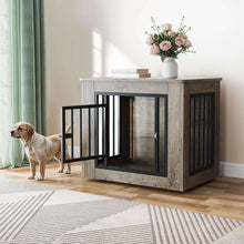Dextrus-27-2-L-2-in-1-Dog-Crate-Furniture-Indoor-Iron-Wood-Dog-Cage-Waterproof-Top-Safety-Corner_6051_1 - USA Mega Market