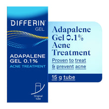 Differin Prescription-Strength Retinoid Acne Treatment Gel for Face with 0.1% Adapalene, Clears & Prevents Acne, Fragrance-Free, 15g Tube   (PACK OF 2 )