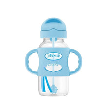 Dr. Brown's Milestones Wide-Neck Sippy Straw Bottle, 100% Silicone Handles, 9oz/270ml, 6m+
