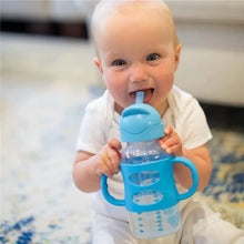 Dr. Brown's Milestones Wide-Neck Sippy Straw Bottle, 100% Silicone Handles, 9oz/270ml, 6m+