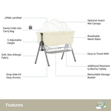 Dream On Me Lotus Bassinet and Bedside Sleeper in Ivory, Lightweight, Carry Bag Included