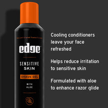 Gel de afeitar Edge Sensitive Skin para hombres, 9.5 oz., paquete de 3.