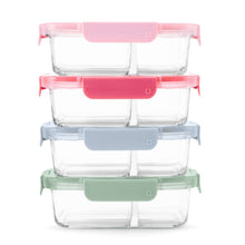 Ello Color Lock 8pc 3.4 Cup Divided Glass Meal Prep Set