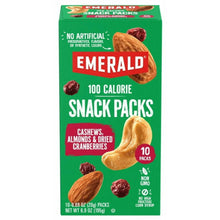 Emerald Nuts Cashews & Almonds with Dried Cranberries, 100 Calorie Packs, 10 Ct