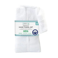 Enova Recycled Cotton Hand Towels for Hospitality and Home, White, Set of 12