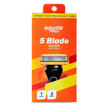 Equate Men's 5-Blade Razor with Trimmer and 2 Cartridge Refills, Black