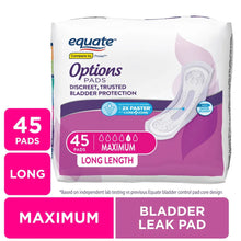 Equate Options Women's Incontinence Pads, Maximum Absorbency, Long Length (45 Count), Compare to Poise