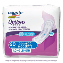 Equate Options Women's Incontinence Pads, Moderate Absorbency, Long Length (60 Count), Compare to Poise®