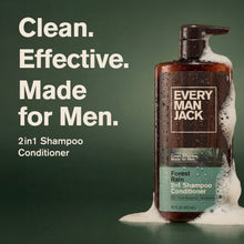 Every Man Jack Forest Rain Daily 2-in-1 Shampoo and Conditioner for Men, Naturally Derived, 16 oz (PACK OF 3 )