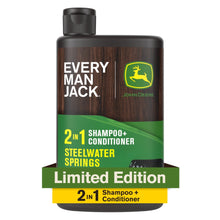 Every Man Jack Limited Edition John Deere Collection, 2-in-1 Men's Shampoo and Conditioner, Steelwater Springs scent, 13.5 oz (PACK OF 3 )