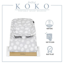 Evolur Koko Portable Infant Bouncer in Light Gray Breathable Fabric