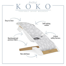 Evolur Koko Portable Infant Bouncer in Light Gray Breathable Fabric