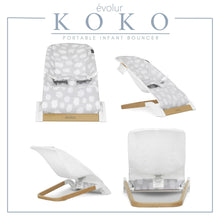 Evolur Koko Portable Infant Bouncer in Light Gray Breathable Fabric