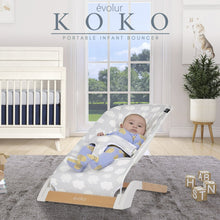 Evolur Koko Portable Infant Bouncer in Light Gray Breathable Fabric