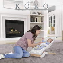 Evolur Koko Portable Infant Bouncer in Light Gray Breathable Fabric