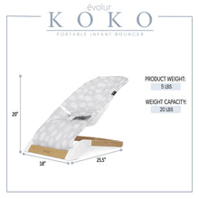Evolur Koko Portable Infant Bouncer in Light Gray Breathable Fabric