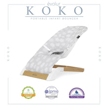 Evolur Koko Portable Infant Bouncer in Light Gray Breathable Fabric