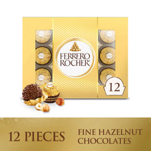 Ferrero Rocher Gourmet Hazelnut Milk Chocolate Gift Box, 12 Individually Wrapped Chocolates, 5.3 oz