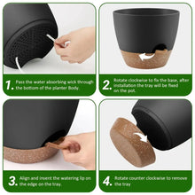 FOUKUS Set of 5 Self-Watering Plant Pots with Drainage – Eco-Friendly Plastic Planters for Indoor & Outdoor Use – Pots for Succulents, Cactus, Snake Plants (7", 6.5", 6", 5.5", 5")