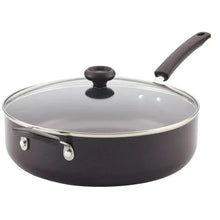 Farberware Easy Clean 6 Quart Nonstick Jumbo Cooker / Chef's Pan with Helper Handle and Glass Lid, Great for Family Meals, Dishwasher Safe, Black